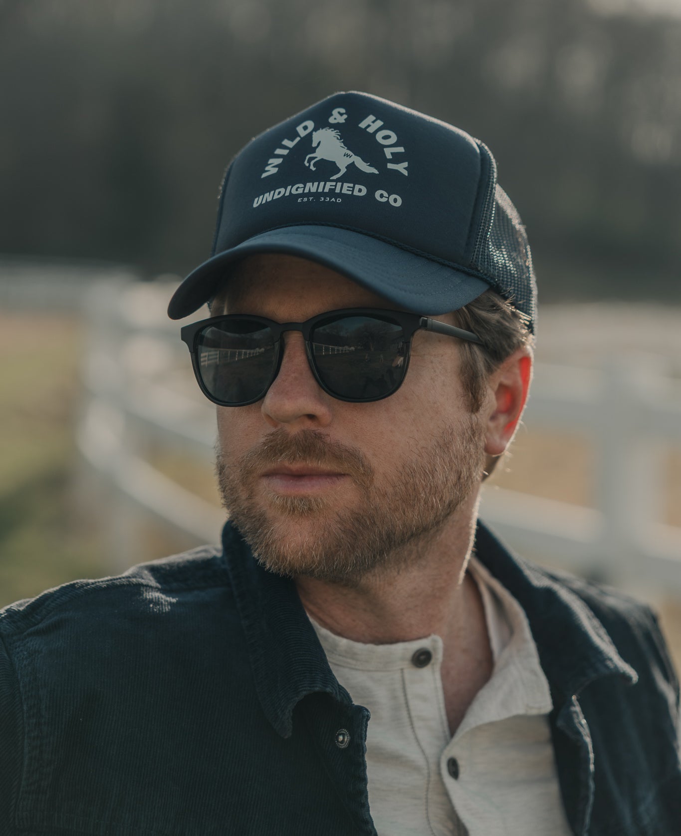 Navy Printed Trucker Style Hat