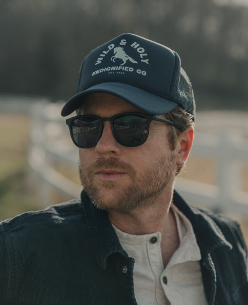 Navy Printed Trucker Style Hat