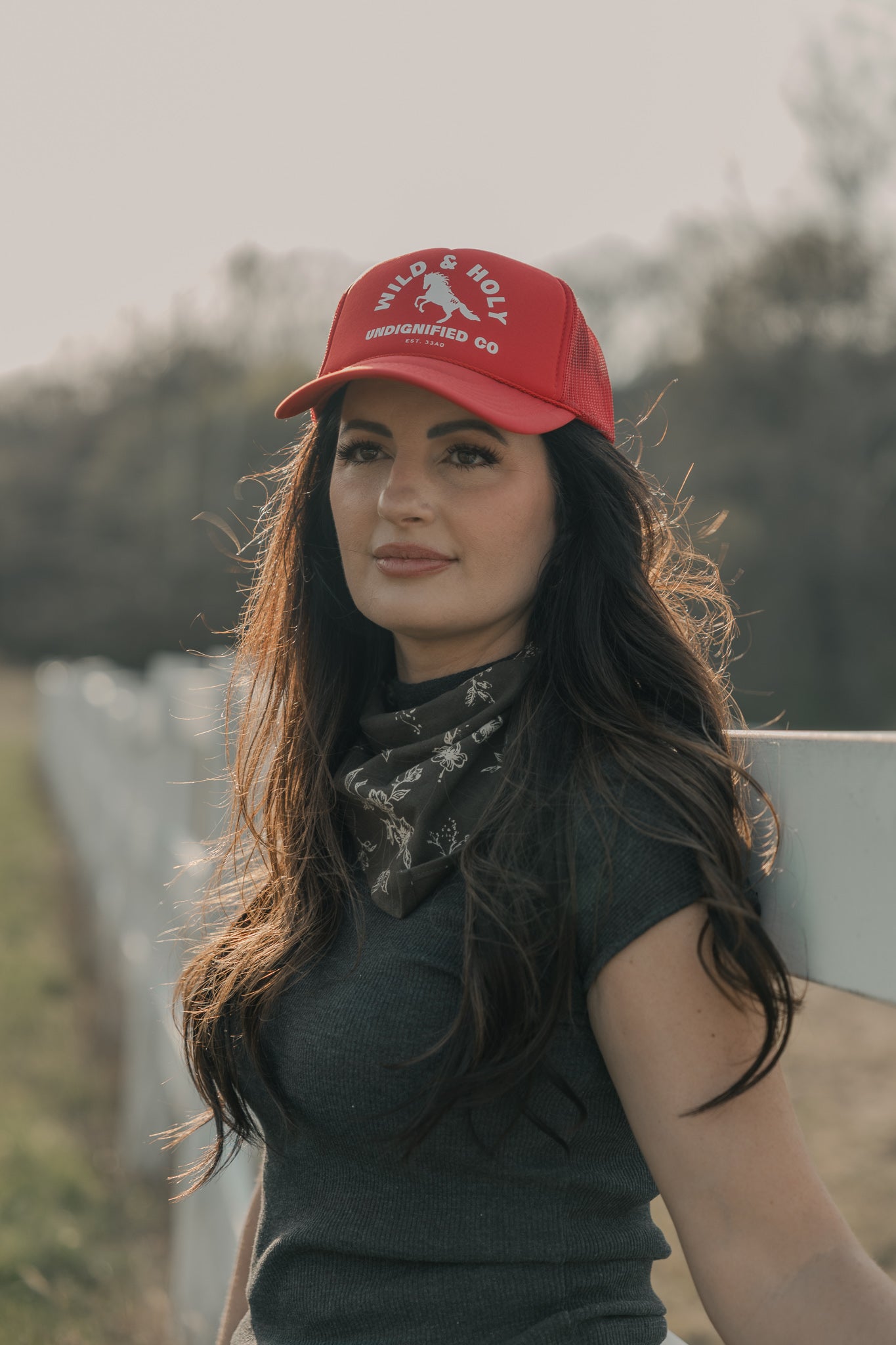 Red Printed Trucker Style Hat