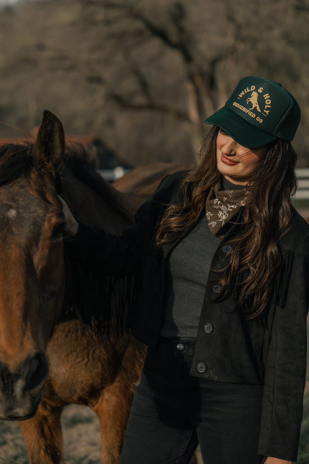 Green Printed Trucker Style Hat