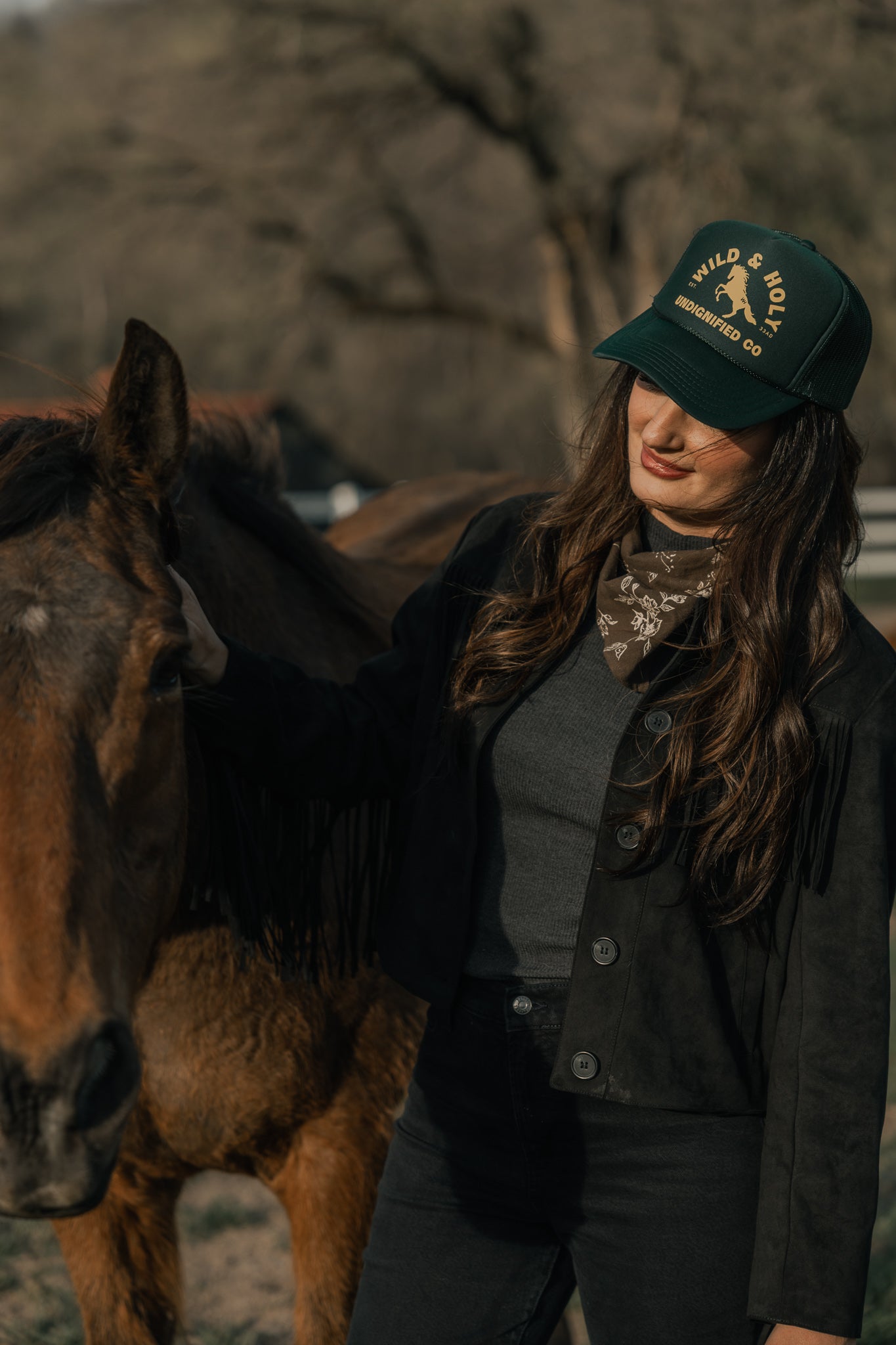 Green Printed Trucker Style Hat