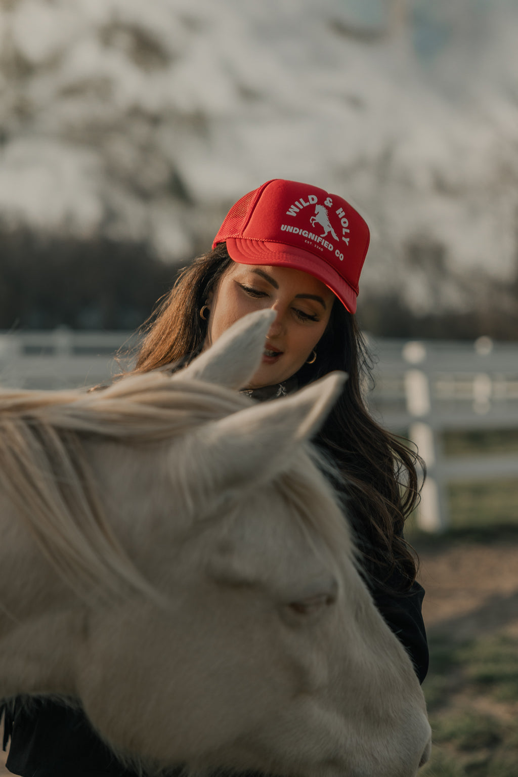 Red Printed Trucker Style Hat