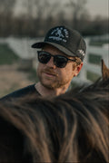 Black Printed Trucker Style Hat