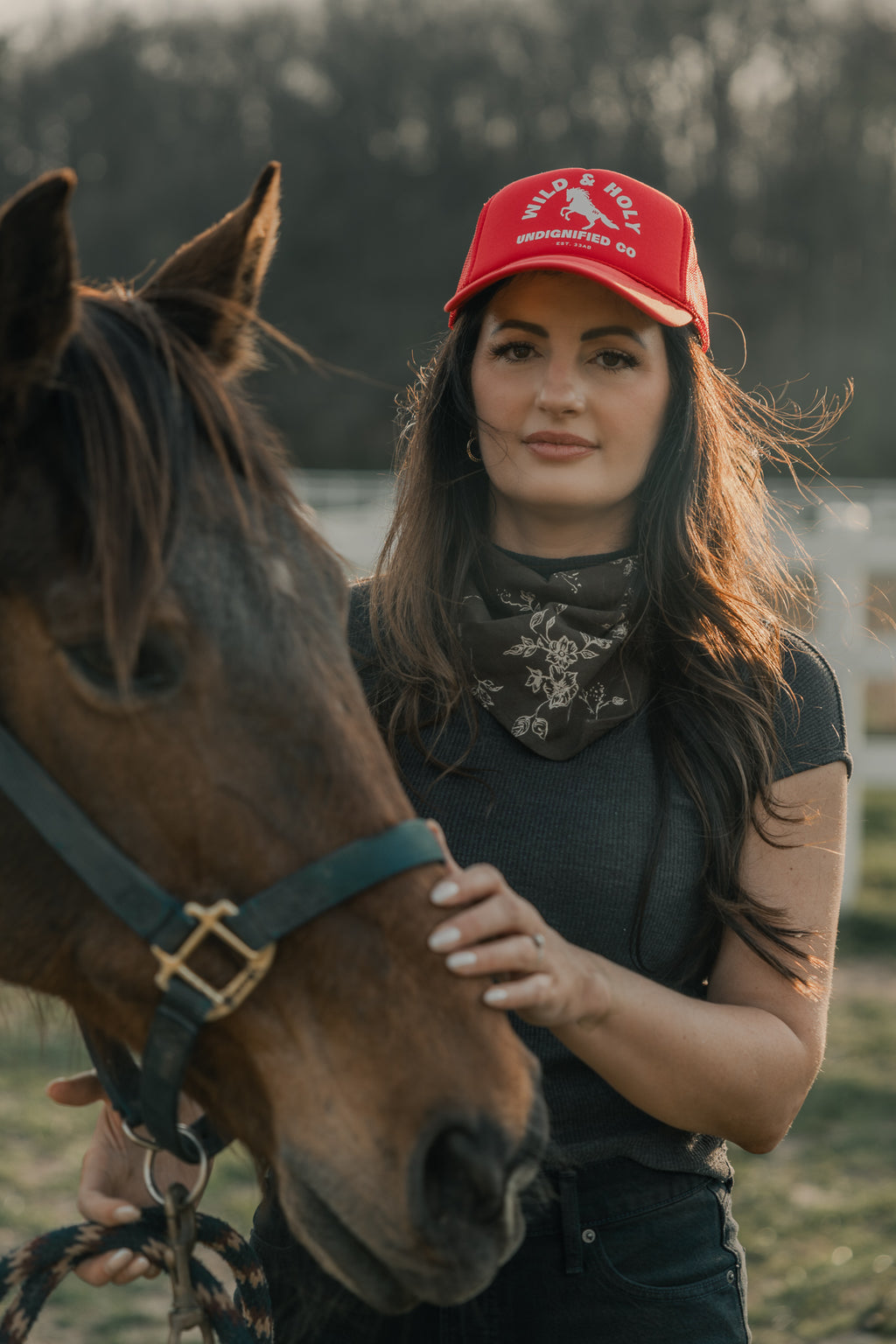 Red Printed Trucker Style Hat