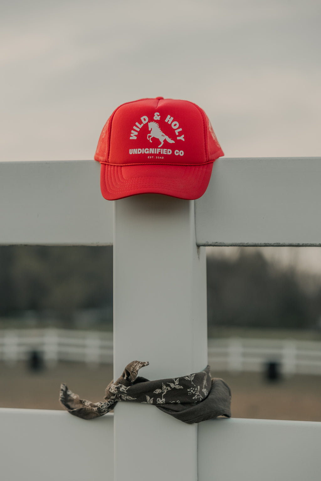 Red Printed Trucker Style Hat